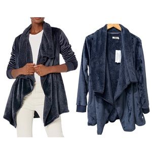 Ugg Women's Size XL Orla Fleece Cardigan Wrap Blue Open Front Waterfall NWT